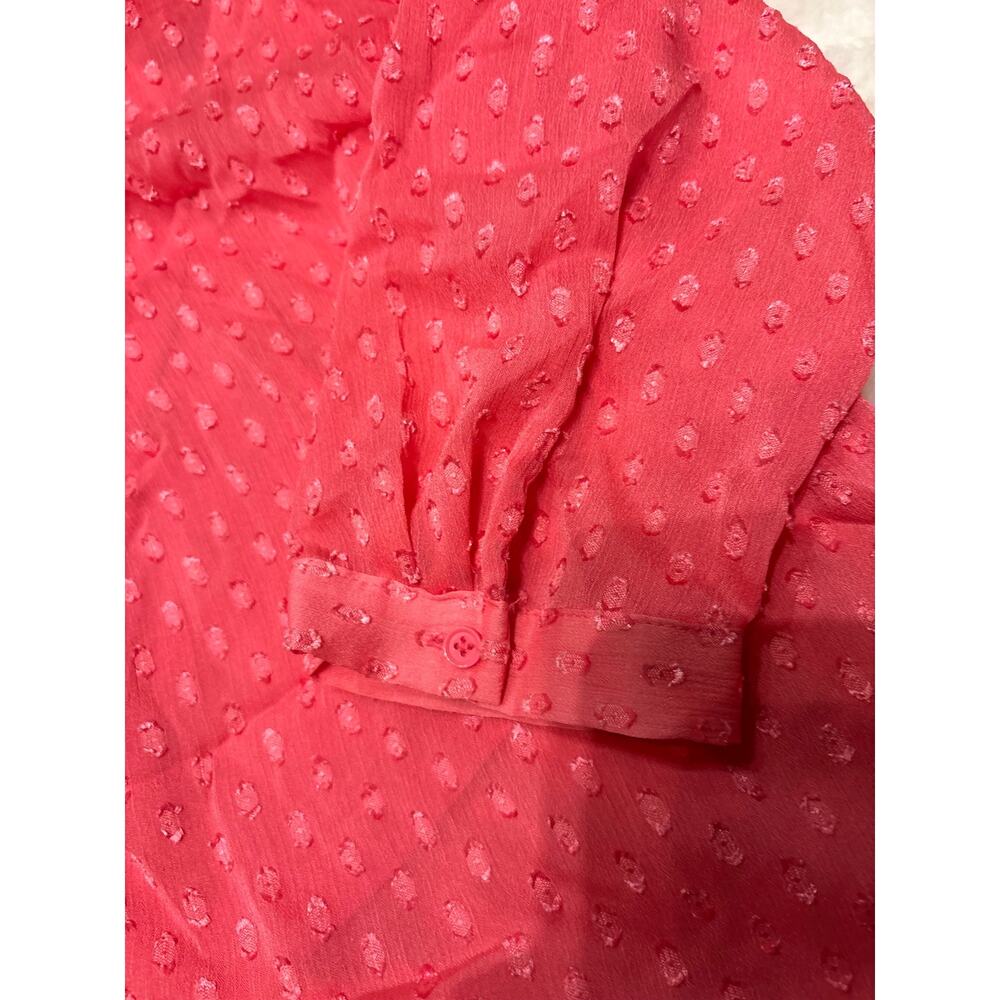 Apt. 9 Women's Coral Pink Blouse Petite Large Long Sleeve Boho - Picture 3 of 5